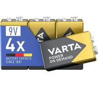 VARTA Batteries 9V, Pack of 4, Power on Demand, Alkaline