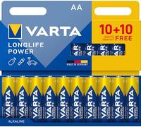 VARTA Batteries AA 10+10 (Pack of 20), Longlife Power, Alkaline, 1.5 V, Ideal for Toys, Wireless Mouse, Torches, 90% Recycled Packaging, Made in Germany