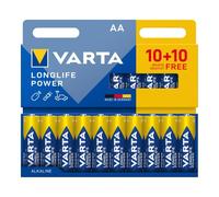 VARTA Batteries AA 10+10 (Pack of 20), Longlife Power, Alkaline, 1.5 V, Ideal for Toys, Wireless Mouse, Torches, 90% Recycled Packaging, Made in Germany