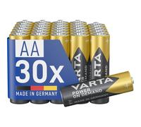 VARTA Batteries AA, Pack of 30, Power on Demand, Alkaline, 1.5 V | size LR6, Made in Germany, up to 10-year shelf life, for computer accessories, smart home devices