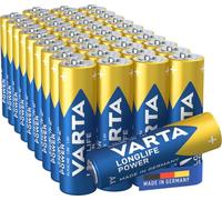 VARTA Batteries AA, Pack of 40, Longlife Power, Alkaline | LR6 1.5 V, Made in Germany, up to 10-year shelf life, for games console, toothbrush, mouse, controller or torch