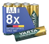 VARTA Batteries AA, rechargeable, Pack of 8, Power on Demand, 2100 mAh | Ni-MH battery, Size HR6 1.2 V, pre-charged, ready to use, no memory effect, for computer accessories, ruggedly built