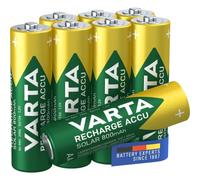 VARTA Batteries AA, rechargeable, Pack of 8, Recharge Accu Solar, 800 mAh | Ni-MH battery, Size HR6 1.2 V, no memory effect, for low-current garden lights, low self-discharge