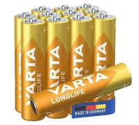 VARTA Batteries AAA, Pack of 12Big Box, Longlife, Alkaline | LR03 1.5 V, Made in Germany, up to 10-year shelf life, for remote control, wall clock, radio, alarm clock or torch