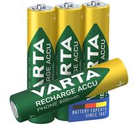 VARTA Batteries AAA, rechargeable, pack of 4, Recharge Accu Phone, Akku, 800 mAh Ni-MH, ready to use, suitable for cordless phones