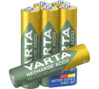 VARTA Batteries AAA, rechargeable, Pack of 6, Recharge Accu Recycled | 800 mAh Ni-MH battery, Size HR03 1.2 V, pre-charged, no memory effect, from 25% recycled material, LED-Torch