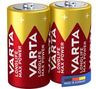 VARTA Batteries C, Pack of 2, Longlife Max Power, Alkaline, 1.5 V | Size LR14, Made in Germany, up to 10-year shelf life, for digital camera, flash, games console, controller or GPS