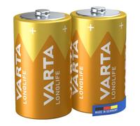 VARTA Batteries D, Pack of 2, Longlife, Alkaline 1.5 V | Size LR20, Made in Germany, up to 10-year shelf life, for remote control, wall clock, radio, alarm clock or torch