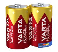 VARTA Batteries D, Pack of 2, Longlife Max Power, Alkaline, 1.5 V | Size LR20, Made in Germany, up to 10-year shelf life, for digital camera, flash, games console, controller or GPS
