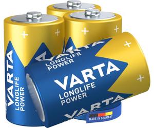VARTA Batteries D, Pack of 4, Longlife Power, Alkaline, 1.5 V | Size LR20, Made in Germany, up to 10-year shelf life, for games console, toothbrush, mouse, controller or torch