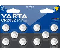 VARTA Batteries Electronics CR2032 Lithium button cell 3V battery 10-pack, Button cells in original blister pack of 1