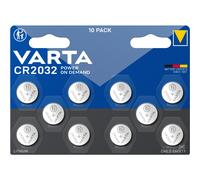 VARTA Batteries Electronics CR2032 Lithium button cell 3V battery 10-pack, Button cells in original blister pack of 1