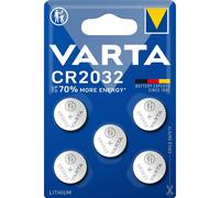 VARTA Button Cell Batteries CR2032, Pack of 5, Power on Demand, Lithium, 3V