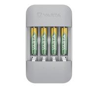 VARTA Charger for 4 AA/AAA Rechargeable Batteries, Eco Charger Pro Recycled | for rechargeable NiMH batteries, 75% recycled content, unequipped, overcharge and reverse-polarity protection, LED indicator