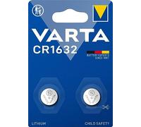VARTA Coin Cell Batteries CR1632, Pack of 2, Lithium Coin, 3 V, for clocks | child-safe packaging, for clinical thermometer, heart-rate monitor, car key, remote control, scales or calculator