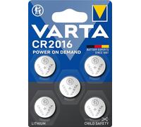 VARTA Coin Cell Batteries CR2016, Pack of 5, Power on Demand, Lithium, 3 V | child-safe packaging, for small electronic devices, car key, remote control, scales or calculator