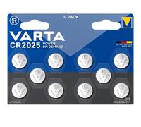 VARTA Coin Cell Batteries CR2025, Pack of 10, Power on Demand, Lithium, 3 V | child-safe packaging, for small electronic devices, car key, remote control, scales or calculator