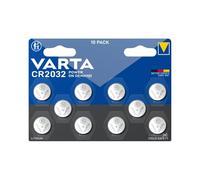 VARTA Coin Cell Batteries CR2032, Pack of 10, Power on Demand, Lithium, 3 V | child-safe packaging, for small electronic devices, car key, remote control, scales or calculator
