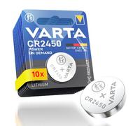 VARTA Coin Cell Batteries CR2450, Pack of 10, Power on Demand, Lithium, 3 V | safety-sealed packaging, for smart home devices, car key, remote control, scales or thermometer