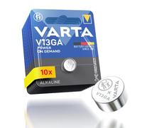 VARTA Coin Cell Batteries V13GA/LR44, Pack of 10, Power on Demand, 1.5 V | child-safe packaging, Alkaline-Technologie, for smart home devices, car key, remote control or scales