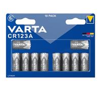 Varta CR123A 3V Lithium Batteries for security systems, PIR detectors, cameras and smoke alarms | 10-Pack