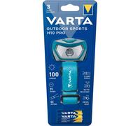 VARTA LED Head Torch Outdoor Sports H10 Pro, Head Torch 100 lm, Shockproof | 2 light levels, swivel head, IPX4 splash-proof, incl. 3x AAA Batteries, Blue, robust, long-lasting housing
