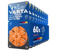 VARTA Hearing Aid Batteries Typ 13 orange, Pack of 60, 1.45 V | wireless approved for Bluetooth hearing aids, Size p13, zinc air technology, mercury-free, in dispenser, Made in Germany
