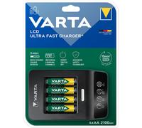 Varta Lcd Ultra Fast Charger With 4 Batteries 2100mah Aa12v Black
