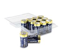 Varta Longlife Battery D Mono Alkaline Batteries LR20 - Pack of 12 in Resealable Original White - More Power + Battery Box