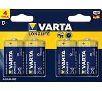 Varta Longlife Extra Batteries D Alkaline 1.5 Volt 4 Pack