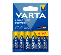 VARTA Batteries AA Pack of 6, Longlife Power, Alkaline, 1.5 V, Ideal for Toys, Wireless Mouse, Torches, Plastic-Free Packaging, Made in Germany