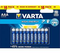 Varta High Energy Alkaline AAA 1.5V Battery Pack of 10