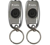 VARTA Metal Key Chain Light LED with 2 x CR2016 Button Cells, Zinc Alloy, Silver (Pack of 2)