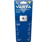 VARTA LED Head Torch, Rechargeable, Outdoor Sports Ultralight H30R | head torch 300 lm, 3 light modes, dimming function, swivel head, IPX4, White, robust, long-lasting housing