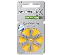 Varta P10 PowerOne Hearing Aid Batteries Type 10, Yellow, 1.45 V, PR 70, Made in Germany, Latest Generation, Pack of 6