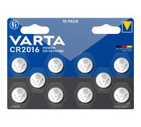 VARTA Power on Demand CR2016 Lithium Button Cell 3 V - Pack of 10 - Smart, Flexible and Powerful for Mobile End Consumers - e.g. for Various Sma