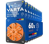 Varta Power on Demand Hörgerätebatterien Typ 13 orange, Batterien 60 Stück Vorratspack, wireless approved, Größe p13 für Hörgeräte und Hörhilfen, high hearing level, quecksilberfrei, Made in Germany
