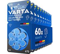 Varta Power on Demand Hörgerätebatterien Typ 675 blau, Batterien 60 Stück Vorratspack, wireless approved, Größe p 675 für Hörgeräte und Hörhilfen, high hearing level, quecksilberfrei, Made in Germany
