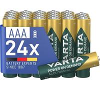 VARTA Power on Demand Rechargeable Battery Ready2Use Pre-Charged AAA Micro 1000 mAh Ni-Mh Battery, Rechargeable without Memory Effect, Ready to Use, Pack of 24
