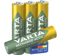VARTA Recharge Accu Recycled, Ready-To-use pre-charged AAA Micro NiMH rechargeable battery (4-pack, 800 mAh) made of 11% recycled material - without memory effect
