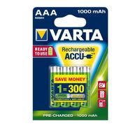 Varta Rechargeable AAA Batteries 1.2V NiMH 1000mAh Pack of 4