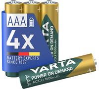 VARTA Rechargeable Ready2Use Pre-Charged AAA Micro Ni-Mh Battery (4-pack, 1,000 mAh), rechargeable without memory effect - ready for immediate use