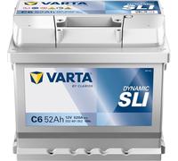 Varta Silver Dynamic C6 Car Battery 5524010523162, 12V 52 mAh 520 A | Replacement battery, starter battery, start-stop compatible, high reliability, long service life
