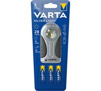 VARTA Silver Light LED Flashlight 28 Lumens Clip 3x AAA Batteries