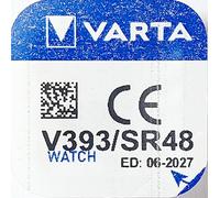 Varta V393 Silver Oxide Button Cell Watch Battery 65 mAh 1.55 V Blister Pack of 1