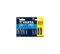 VartaÂâ âÃà Long Life Power/Ââ High Energy Alkaline Battery AAA x 6Ââ + 2Ââ Free (LR03) (Package may vary)