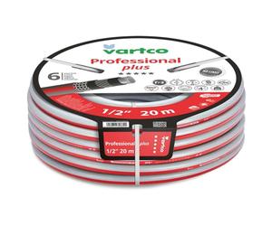 Vartco Professional Plus 6-Layer Water Hose, Anti Twist Garden Hose, Garden Irrigation, Flexible Flexible Hose, UV Resistant, 30 Bar 1/2 Inch 20, Red/Grey