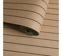 VaryFloral 30cm x 500cm Peel and Stick Wood Panels Light Walnut Brown 3D Striped Stick on Wall Panels Wood Grain Panel Wallpaper Thick Self Adhesive Wood Panelling for Bedroom Living Room Wall