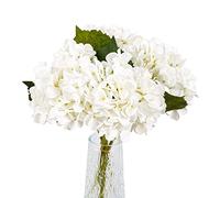 VaryFloral 4pcs white hydrangea artificial flowers faux hydrangea flowers with Stems Realistic fake flowers Hydrangea Bouquets for Wedding Garden Home Hotel Party DIY Floral Arrangement