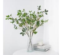 VaryFloral 6pcs Artificial Branches Faux Ficus Branches Green Bushes Shrubs Artificial Greenery with Green Eucalyptus Leaves Faux Twigs for Vase Home Wedding Office